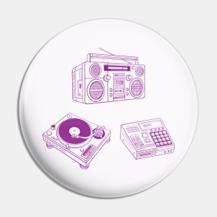 Boombox, Beat Maker, Turntable (Violet Lines) Analog / Music Pin