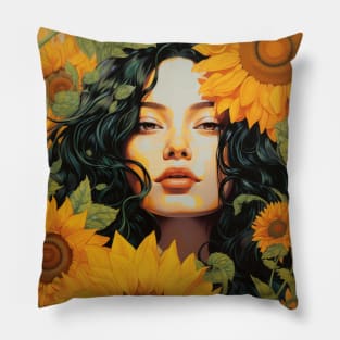 Girl and flower Pillow