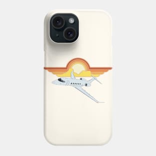 Bombardier Challenger 350 Jet Sunrise Pilot Wings Retro Aviation Phone Case