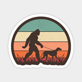 Bigfoot Walking Rhodesian Ridgeback Dog Vintage Hiking Magnet