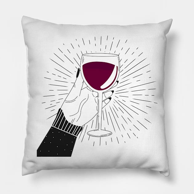 Wine lover Pillow by Lozovytska