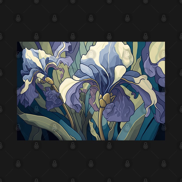 Floral Garden Botanical Print with Iris by FloralFancy