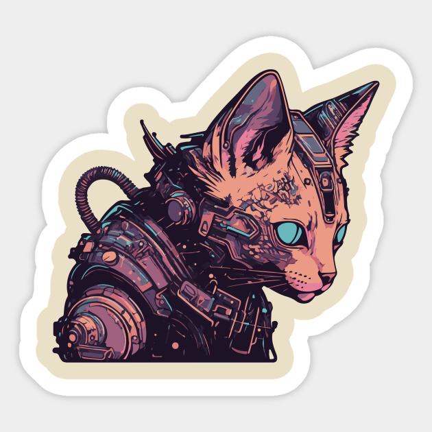 Cyborg Cat - Cyborg - Sticker | TeePublic