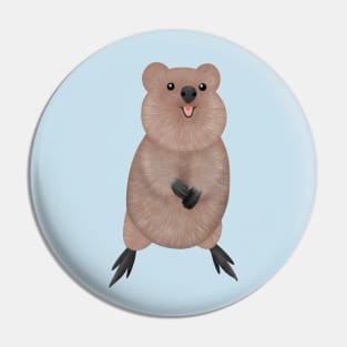 Happy smiling cute quokka cartoon design Pin