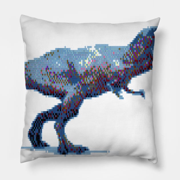 ASCIIsaurus Rex Pillow by dhuffman5