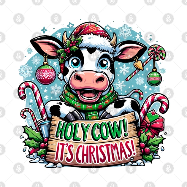 Christmas Cheer Cow Tee: Festive Farmyard Fun by PacPrintwear8