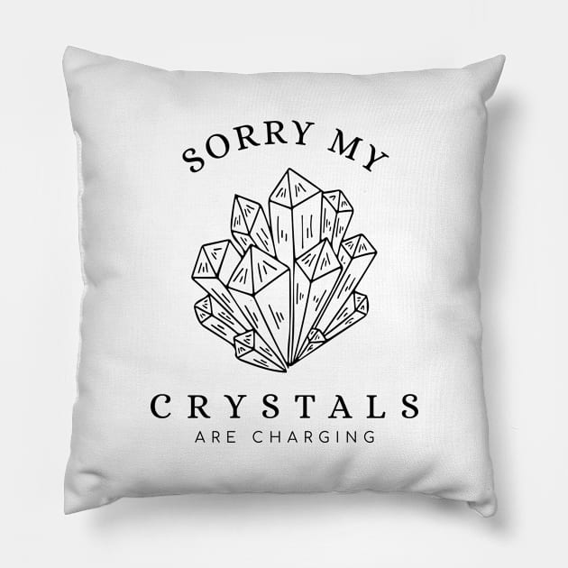 Sorry My Crystals Are Charging Pillow by Narak Prints