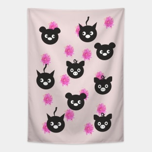 Funny Cat, Pig, Bear Tapestry