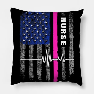 American Flag Patriotic Nurse Week Nursing Gift Pillow