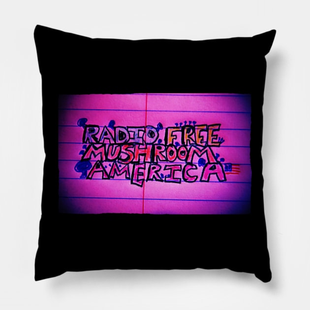 Mushroom America Logo Pillow by Roi Gold Productions Store