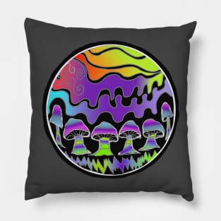 Mushroom Black batik Trippy Pillow