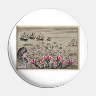 Woman Watching Sea Creatures Pin