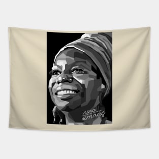 Abstract WPAP Nina Simone with grayscale colors Tapestry