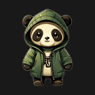 Panda in a Hoodie T-Shirt