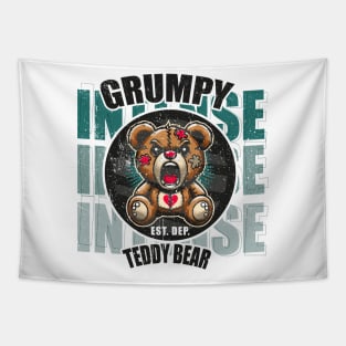 Grumpy Teddy Bear cartoon, Art Illustration Tapestry