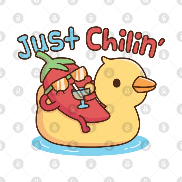 Funny Chili On Ducky Pool Float Just Chilin Pun by rustydoodle