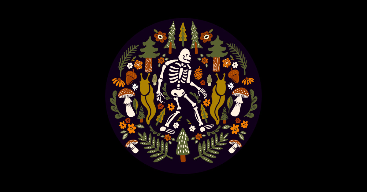Bigfoot Skeleton Folk Art - Bigfoot - Sticker | TeePublic