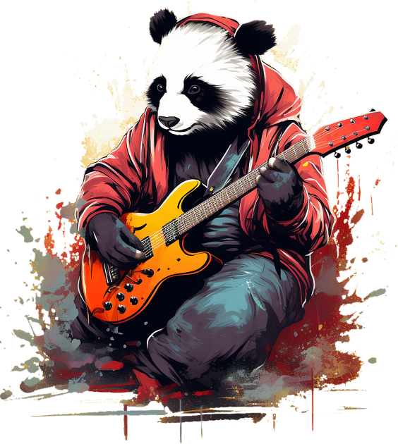 panda play guitar Kids T-Shirt by piratesnow