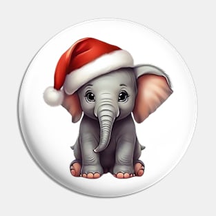 Cute Baby Elephant Santa Pin