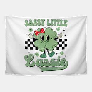 Retro Groovy St Patricks Day Sassy Little Lassie Kids Girls Tapestry