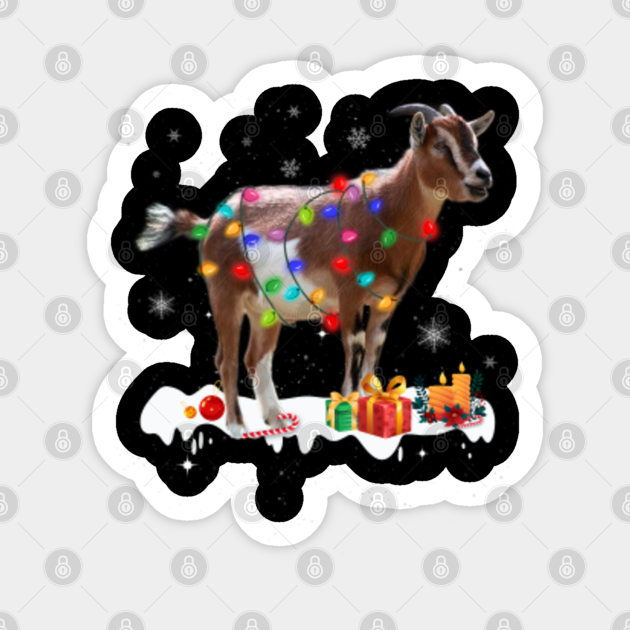 Christmas Goat Lights Lover Funny Animal Pajamas Farmer Xmas - Christmas Goat Lights Lover - Sticker