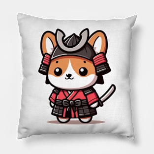 cute corgi super samurai warrior Pillow