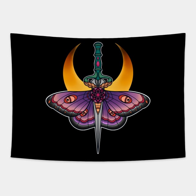 Moth Dagger Tattoo - Tattoo Design - Tapestry
