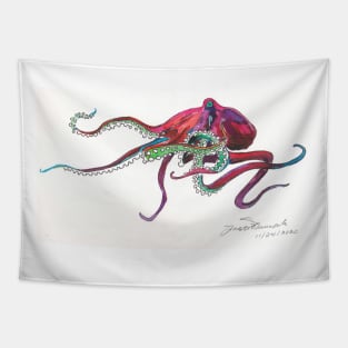 Red and Green Octopus Tapestry