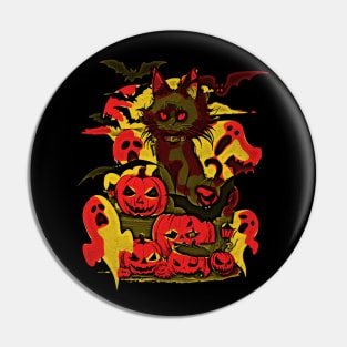 HALLOWEEN - CAT, BATS, GHOSTS & PUMPKINS - POP STYLE Pin