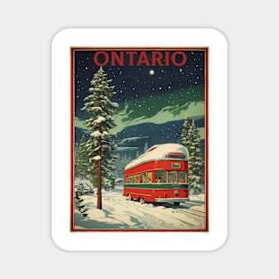 Ontario Canada Starry Night Aurora Boreal Vintage Poster Tourism Magnet