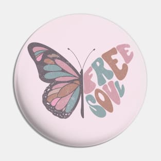 Free Soul Retro Butterfly Word Art Pin