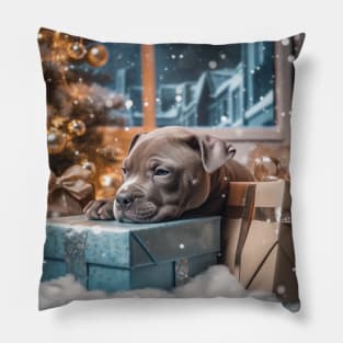 Christmas Staffy Pillow