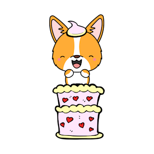 Happy Corgi Jumping out of a cake T-Shirt