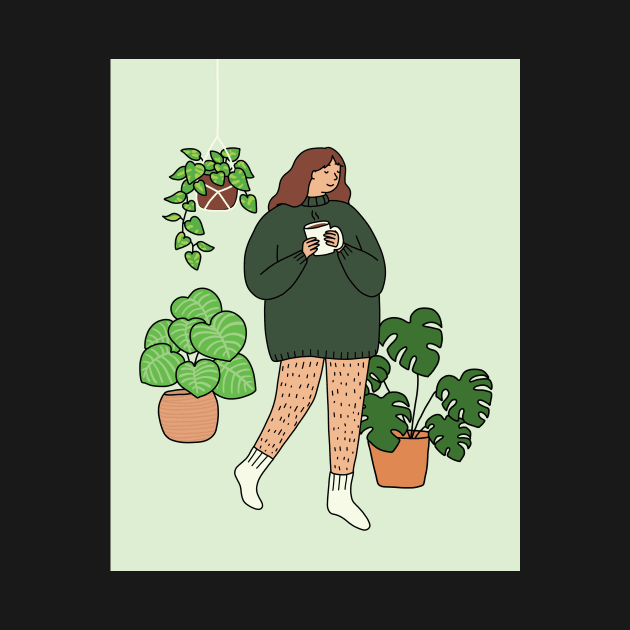 Coffee and plants, no pants by Ashleigh Green Studios