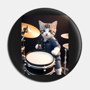 Drummer cat - Modern digital art Pin