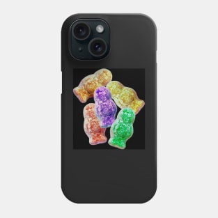 Jelly babies sweets on a black background. Phone Case