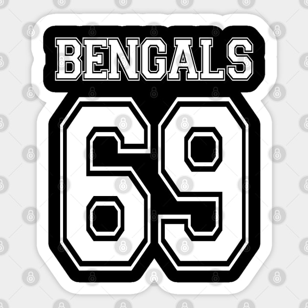 Custom Number 69 Bengals Football - Cincinnati Bengals - Sticker