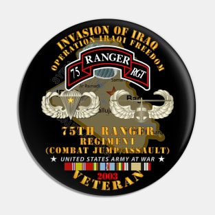 75th Ranger Regiment  - Combat Jump - Assault - OIF - Invasion - 2003 w IRAQ SVC X 300 Pin