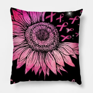 breast cancer pink sunflower love hope faith Pillow