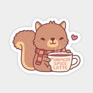 Cute Squirrel Loves Pumpkin Spice Latte Magnet