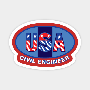 Patriotic Civil Engineer White Text Magnet