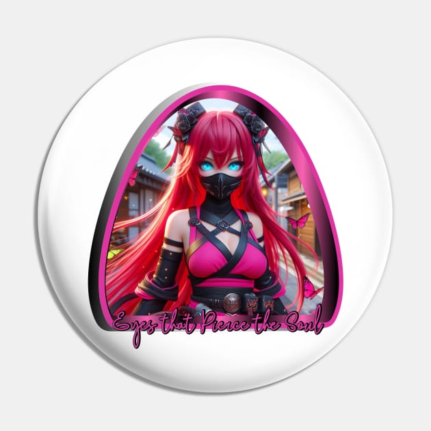 Ninja Girl - Eyes that Pierce the Soul Pin by PlayfulPandaDesigns