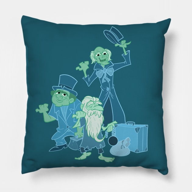 Hitchhiking Spirits Pillow by toonbaboon