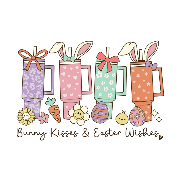 Hoppy Easter Mug Parade – Retro Easter Tumbler Bunny Kisses Easter Wishes by skstring