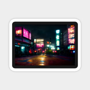 Tokyo City Street View With Neon signs / Tokyo, Japan Magnet