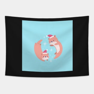 Christmas Otters Tapestry