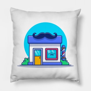 Barber Shop Building With Mustache Pillow