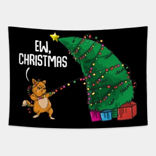 Cat Destroying Christmas. Sweatshirt For Cat Lovers and Christmas Parties. Tapestry