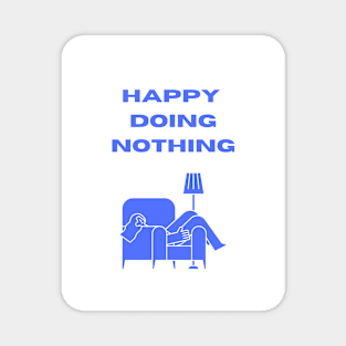 Happy doing nothing graphic relaxing resting woman on the couch cute wholesome blue design Magnet