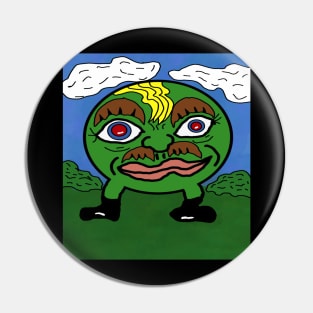 green ball lizard creature with mustache Pin